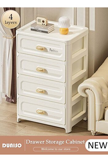 fun zone DUNISO Plastic Storage Bins, Drawer Storage Cabinet Toys Storage Box 4 Layer containers for Kitchen