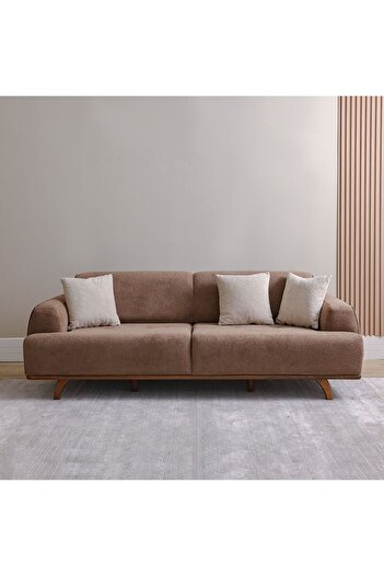 Danube Home Elora 3 Seater Fabric Sofa - Brown/Beige, Stylish & Comfortable, Wood/Metal Frame, 2 Years Warranty