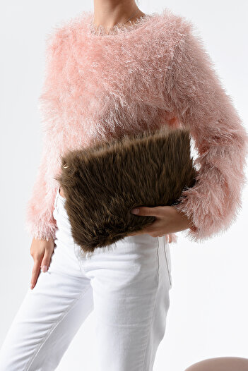 byFOX Fashion Plush Clutch Zipper Closure Crossbody Shoulder Bag Width:25 cm Length:13 cm