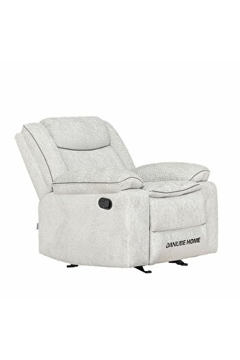 Danube Home Sawyer 1 Seater Fabric Recliner with Glider - Light Grey, Comfortable Wood Frame, 2-Year Warranty