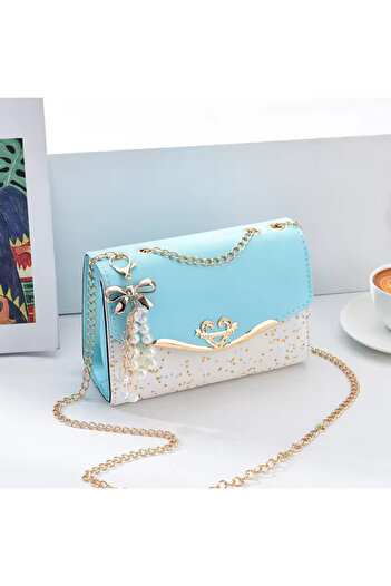 Generic Stylish Women’s Crossbody Bag – Elegant Purse with Pearl Pendant & Gold Chain