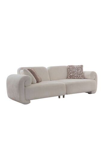 Danube Home Vivo 3 Seater Fabric Sofa - Beige, Stylish Wood Frame, Comfortable Seating, 2 Year Warranty