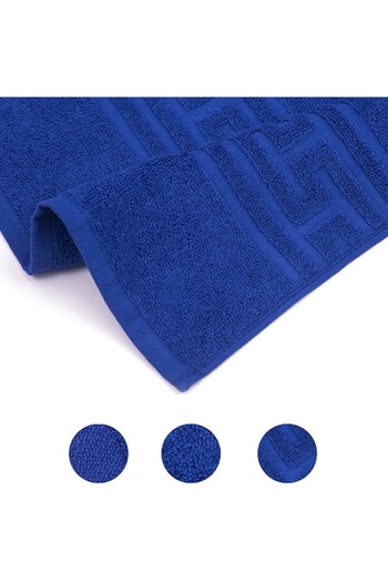 TRUVA Set of 4 Greek Pattern Towels, 70x140cm, 100% Cotton, Density 500g/m² - Blue