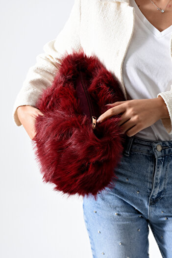 change time the tote bag Long Fur Plush Plain Tote Shoulder Handle Crossbody Bag Width:35 cm Length:20 cm Bottom:11 cm