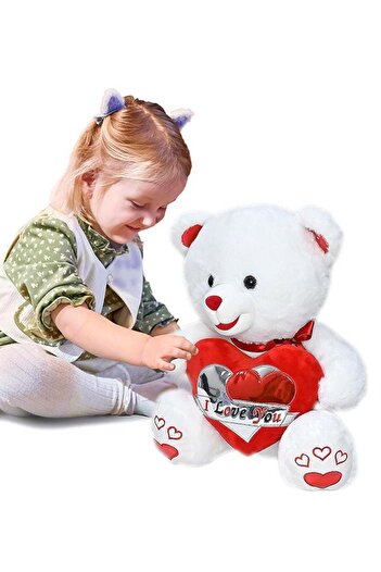 Generic 10.10 Sale Toyland 50cm White Teddy Bear Toy with Holding Heart Shape for Girls Friend and Couples A