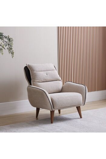 Danube Home Elora 1 Seater Fabric Sofa - Beige, Stylish Wood Frame, Comfortable Seating, 2 Year Warranty