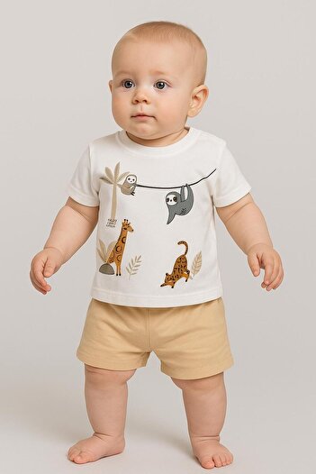 RAPAPA Baby Boys Summer Animal Print T-Shirt and Shorts Set – 1110-