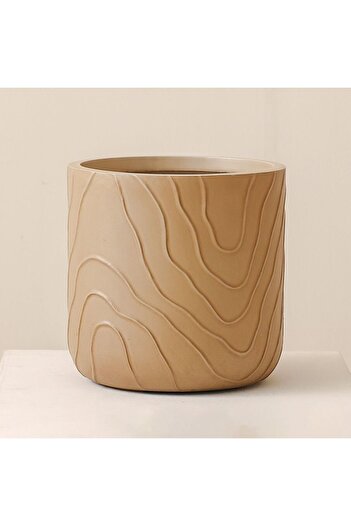 Danube Home Fibre Clay Abstract Design Pot - 24x24x24 cm, Brown Outdoor Garden Accessory, 1 Piece