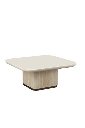 Danube Home Oru Square Tempered Glass Coffee Table - Cream/Beige, Engineered Wood Design, 2 Years Warranty