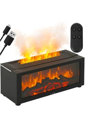 varioshop Aromatherapy diffuser, VarioShop, 150 ml, LED fireplace effect, humidifier, black, 26x10x9.5cm