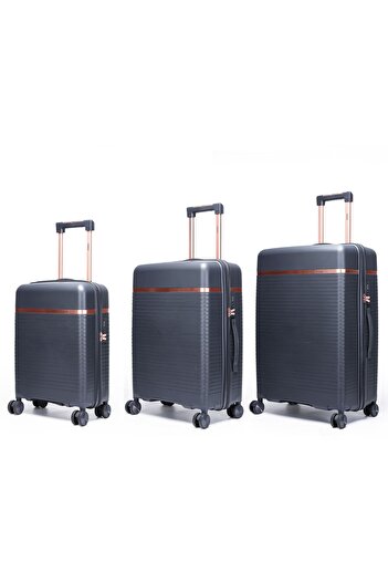 Prince Travelling Unbreakable PP Luggage Set of 3 (20/24/28”) 8 Wheels, Mobile Holder, Dark Grey + 1 Free Neck Pillow
