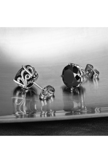 Viking Black Zircon Stone Nail Model 316L Stainless & Tarnish-Free Steel Earrings