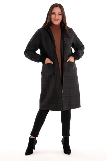 Metpoint Trend42plus Large Checkered Pattern Zippered Black Cap