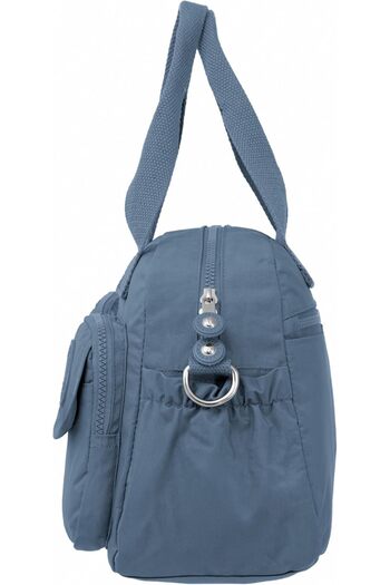 Caprice Collection Mini Satchel Crossbody, High-Grade Nylon, Zip-Top, Dual Front Pockets, Detachable BSD-KP034 BLUE