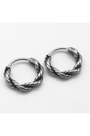 Viking Mesh Design Threaded 316L Stainless & Tarnish-Free Steel Earrings Pair