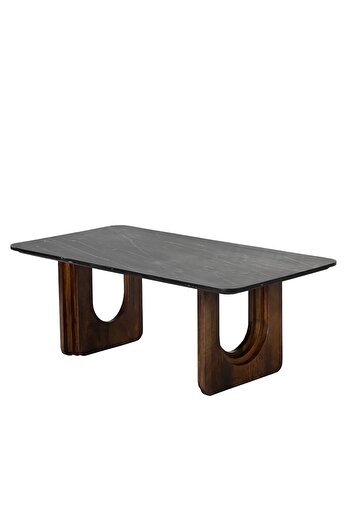 Danube Home Malmo Marble Top Coffee Table - Black/Walnut Solid Wood & Marble, Stylish Living Room Furniture