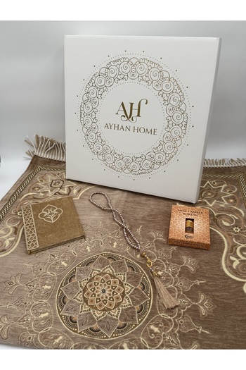 AYHANHOME 4 Piece Special Boxed Woven Twisted Fringed Prayer Rug Set