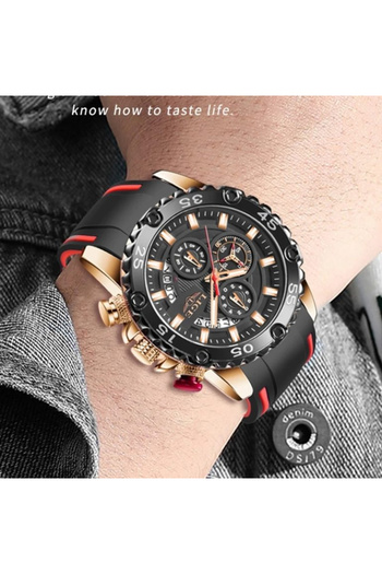 Lige Men's Watch Silicone Fashion Quartz Casual Sport Analog Chronograph
