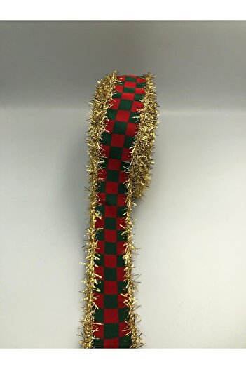 DUCK HOBY 5 Meters. Christmas Ribbon 3cm Gold Fringed Plaid Woven Christmas Ribbon Decoration Christmas New Year Ornament
