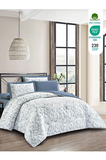 Donetella 6-Piece Cotton King Comforter Set 250x230cm – 350 GSM Fill, Elegant Print