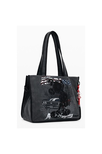 Desigual Versatile women's handbag and shoulder bag, Desigual, Mickey Studs Khiva series, Dark gray