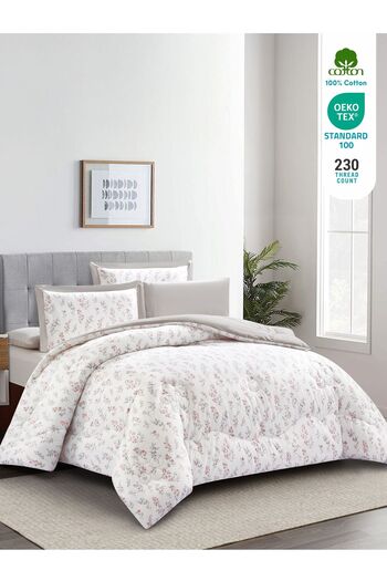 Donetella 6-Piece Cotton King Comforter Set 250x230cm – 350 GSM Fill, Elegant Print