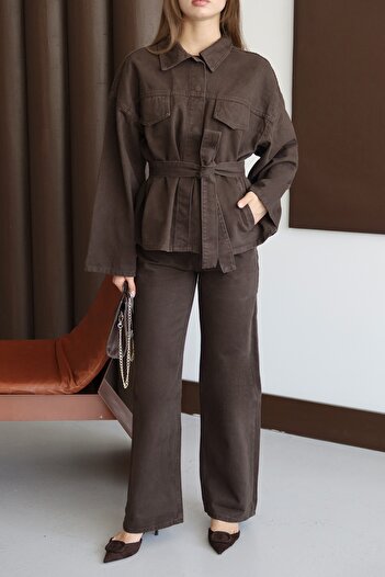 LOISY Women's Washable Belted Denim Suit