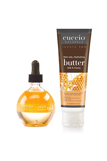 CUCCIO Kit Hydration Essentials, Milk & Honey - Cuticle Oil 73ml and Body Butter 113g