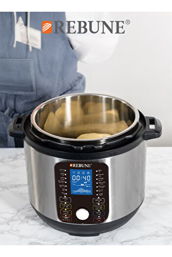 rebune Electric pressure cooker and deep fryer 2-in-1, 8 L 1200 W RE-11-051 silver