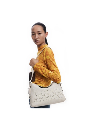 Desigual Women's handbag and shoulder bag, Desigual, New Patch 2 Piedra series, Cream