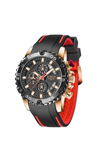 Lige Men's Watch Silicone Fashion Quartz Casual Sport Analog Chronograph