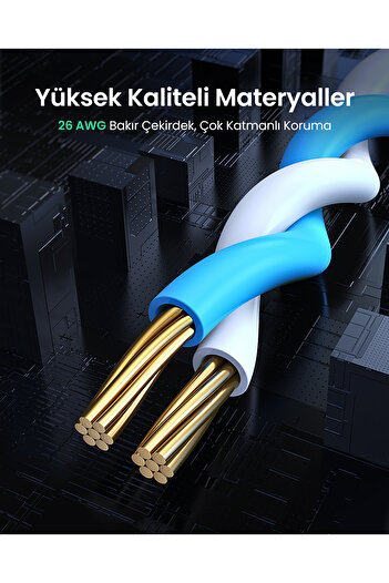 Ugreen Cat 6 U/UTP Lan Ethernet Kablosu, 1 Metre, Mavi, 11201