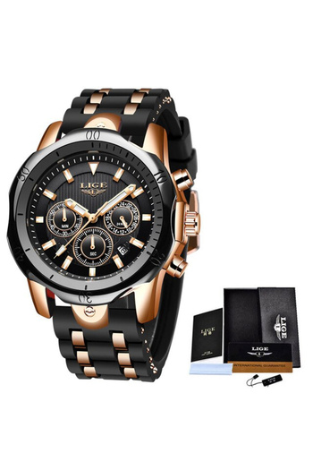 Lige Men's Watch Casual Quartz Silicone