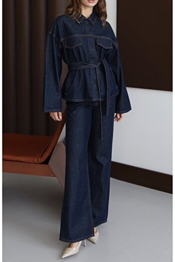 LOISY Women's Washable Belted Denim Suit