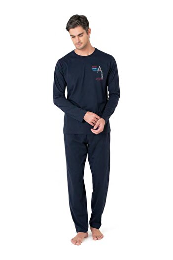 Pierre Cardin Men's Long Sleeve Crew Neck Pajama Set 6103