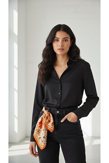 Mira İpek Patterned Scarf Combination Complementary Bandana