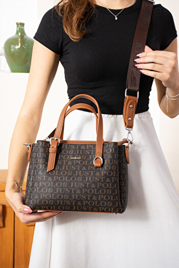 Just Polo Original Women's New Season 3-Compartment Premium Leather Adjustable Cross Column Strap Shoulder Bag