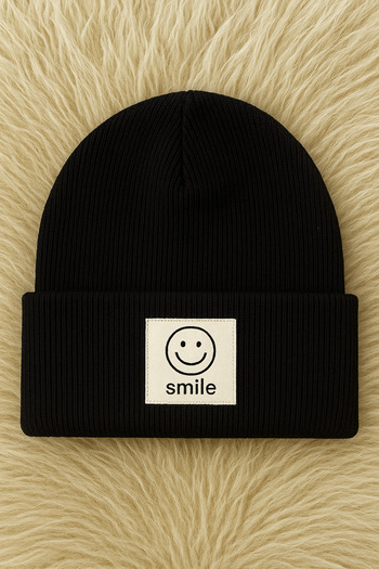ESES BEBE 2-Pack Smile Smiley Face Stretchy Camisole Beret Black Cream