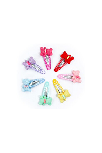OEM Teddy Bear Hair Clip Set, 12 sets x 2 pieces, multicolor, 1x2.5x5.5cm