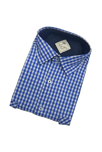 GÖMLEK GALERİSİ Classic Wide Cut Plaid Flannel Double Pocket Long Sleeve Men's Shirt