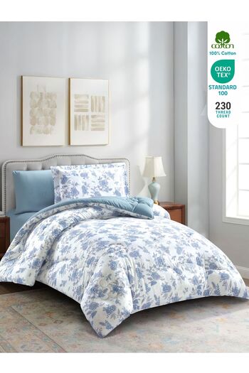 Donetella 4-Piece Cotton King Comforter Set 170x230cm – 350 GSM Fill, Elegant Print
