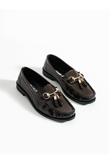 ALEMDAR AYAKKABI Grove Brown Buckle Detail Women's Loafer