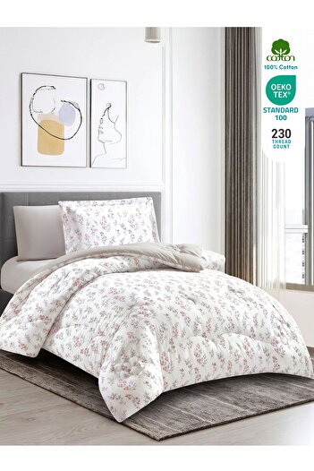 Donetella 4-Piece Cotton King Comforter Set 170x230cm – 350 GSM Fill, Elegant Print
