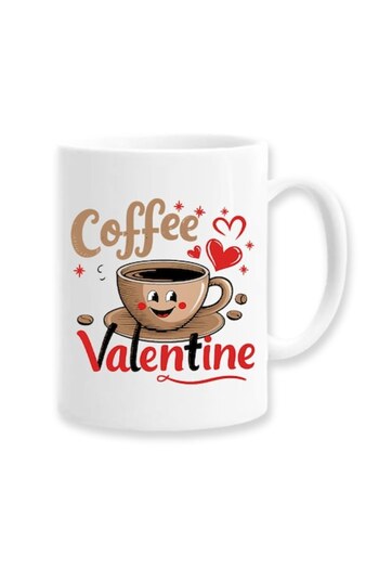 OEM Personalized Mug with Message: 'Coffee Valentine', Betaprint, Coffee Model, White, 330ml