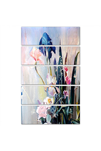 Generic Wall panel - flower drawing - M1549 - divided into five equal pieces