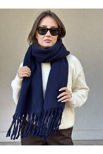 novon Klein Soft Touch Tassel Detailed Wool Textured Premium Fringed Scarf (195 X 45 cm)