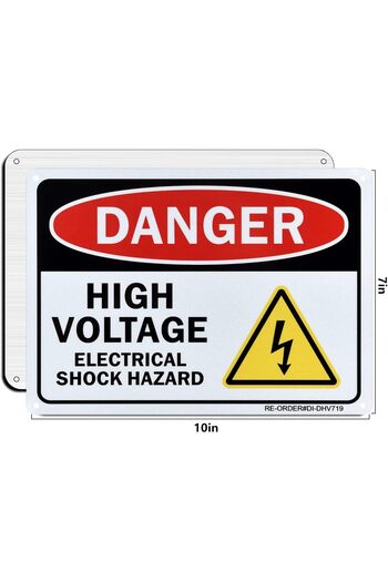 Al Raied DIESOTT Danger High Voltage Sign, 2 Pack Electrical Shock Hazard Sign- 10x7 Inches Aluminum Warning