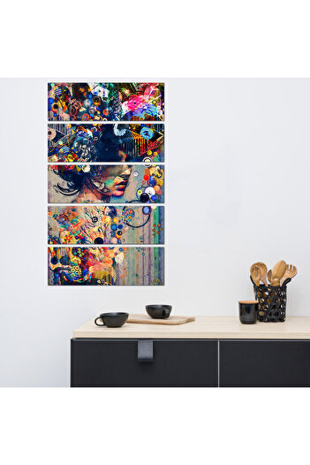 Generic Wall panel - Woman drawing, abstract art - 30041 - divided into five equal pieces