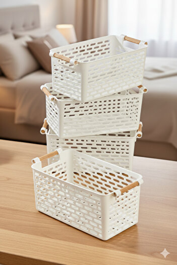 ego home 4 multi-purpose plastic handle organizer basket cabinet & drawer organizer white