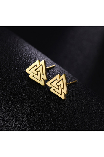 Viking Nordic Valknut Vegvisir Design Nail Model 316L Stainless&Non-Tarnish Steel Earrings